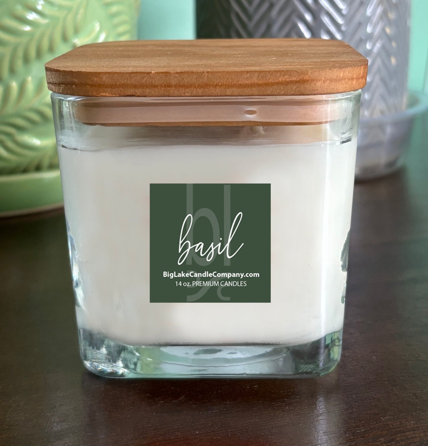 Basil Refillable Glass Candle (14 oz.)