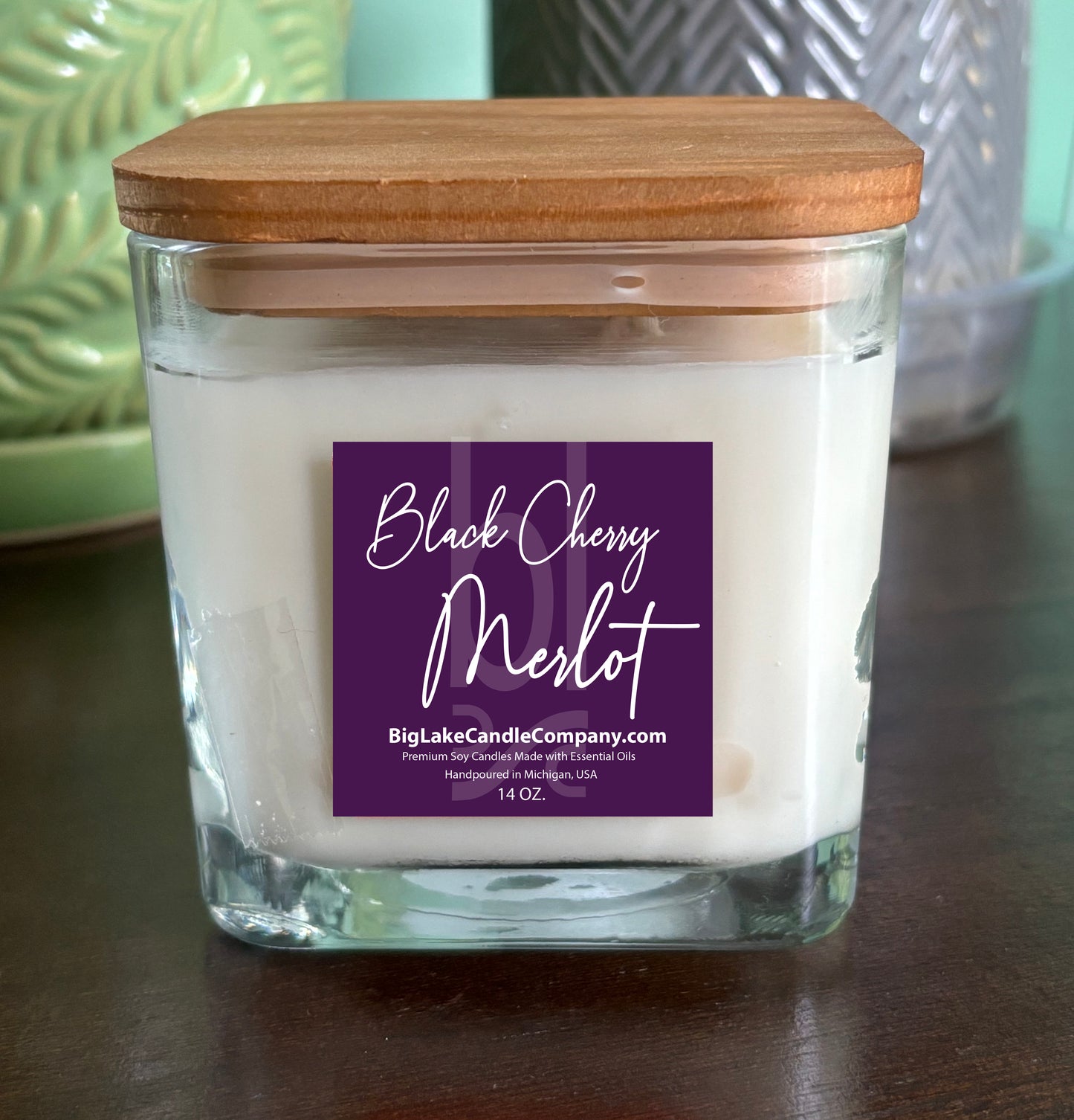 Black Cherry Merlot Refillable Glass Candle (14 oz.)