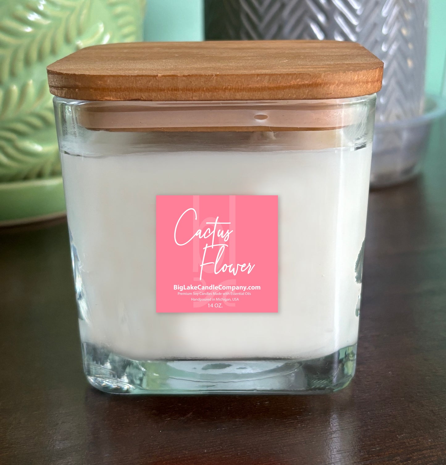 Cactus Flower Refillable Glass Candle (14 oz.)