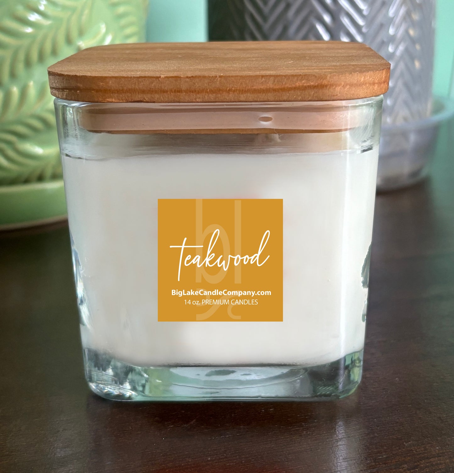 Teakwood Refillable Glass Candle (14 oz.)