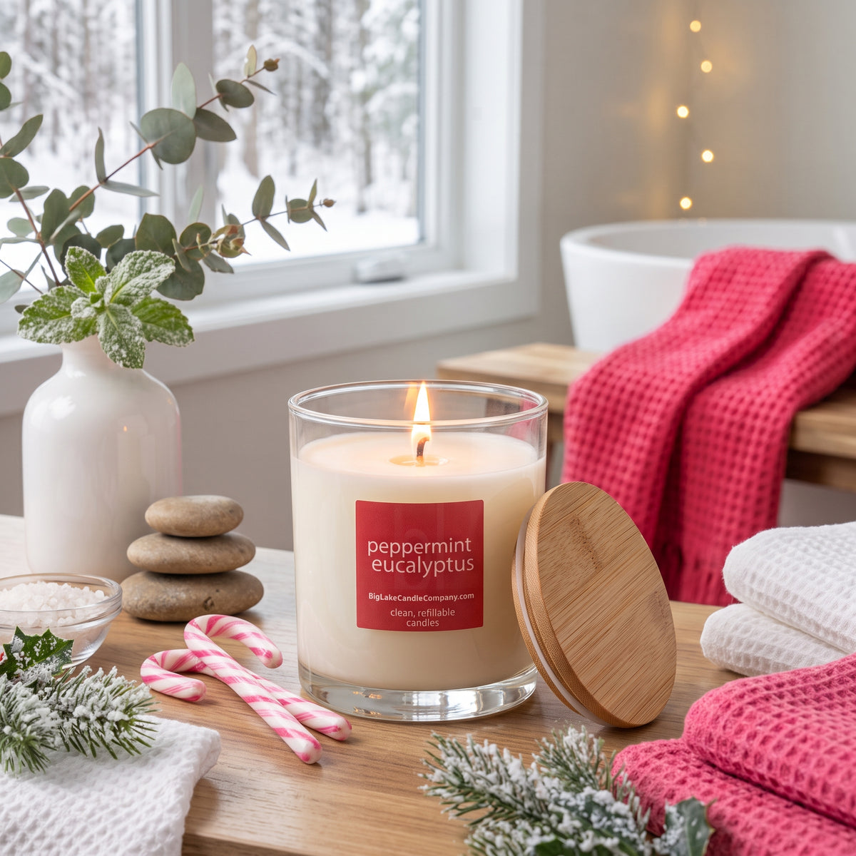 Peppermint Eucalyptus — 13.5 oz Refillable Candle