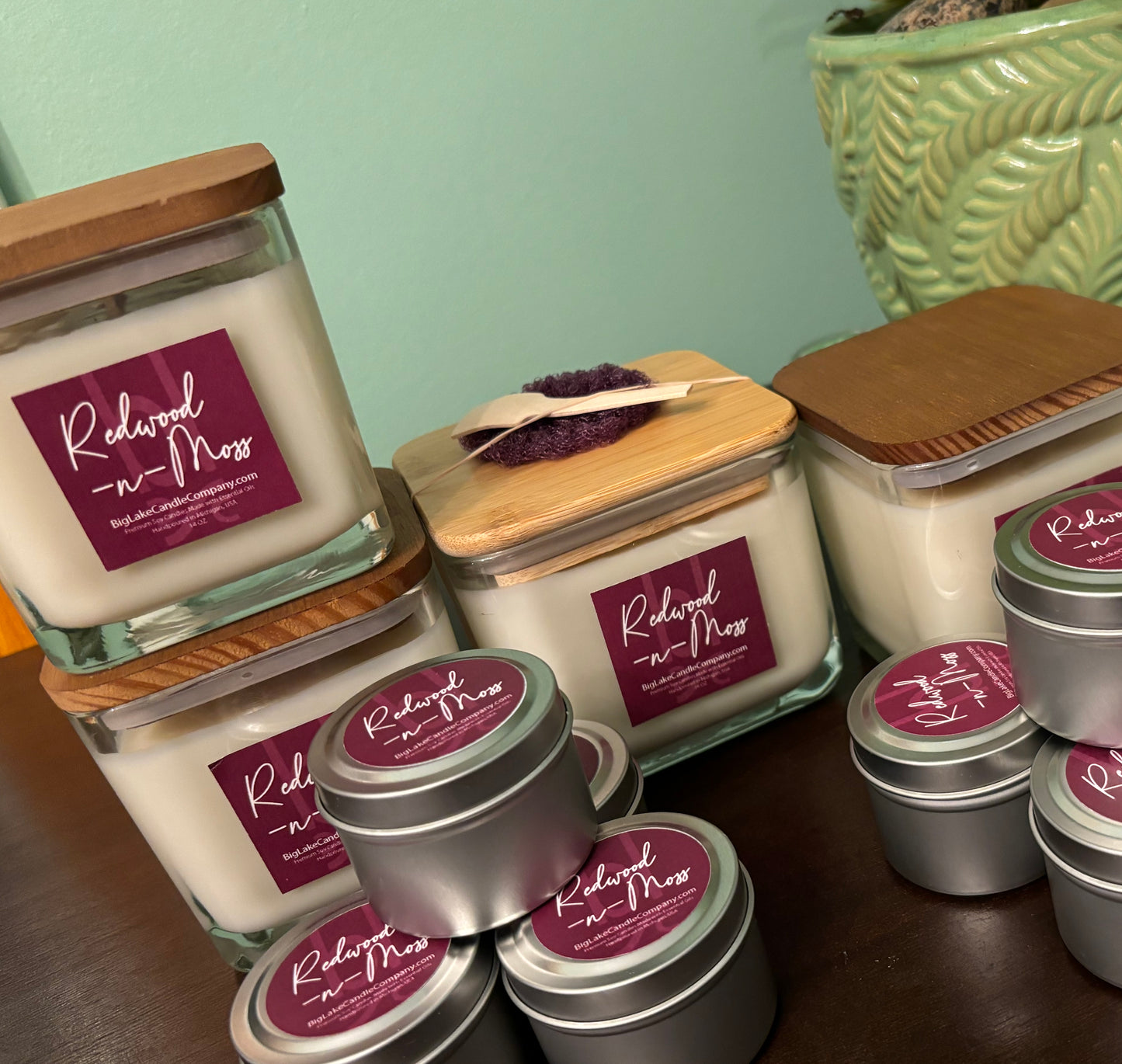 Redwood-n-Moss Refillable Glass Candle (16 oz.)