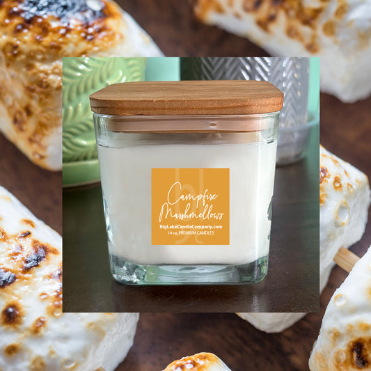 Campfire Marshmellows Refillable Glass Candle (14 oz.)
