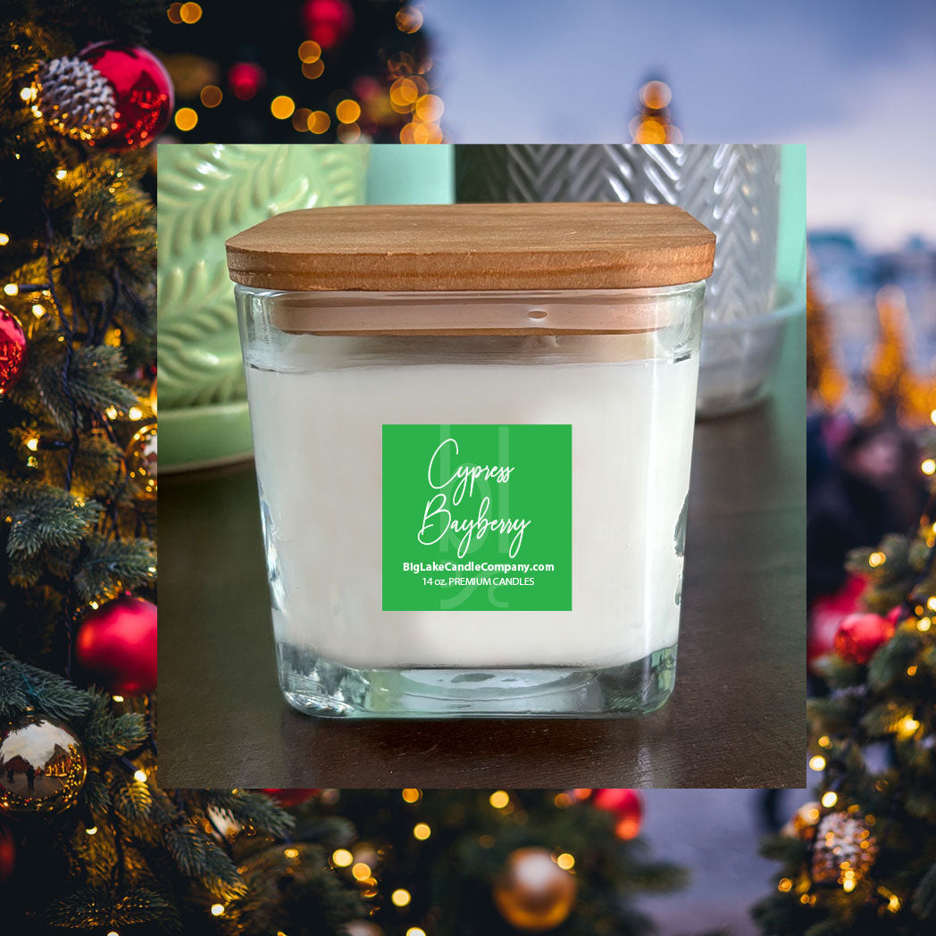 Cypress Bayberry Holiday Refillable Glass Candle (14 oz.)