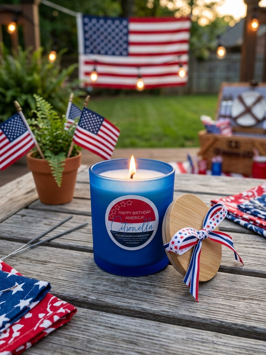 Happy Birthday America! Outdoor Citronella Candle - 14 oz