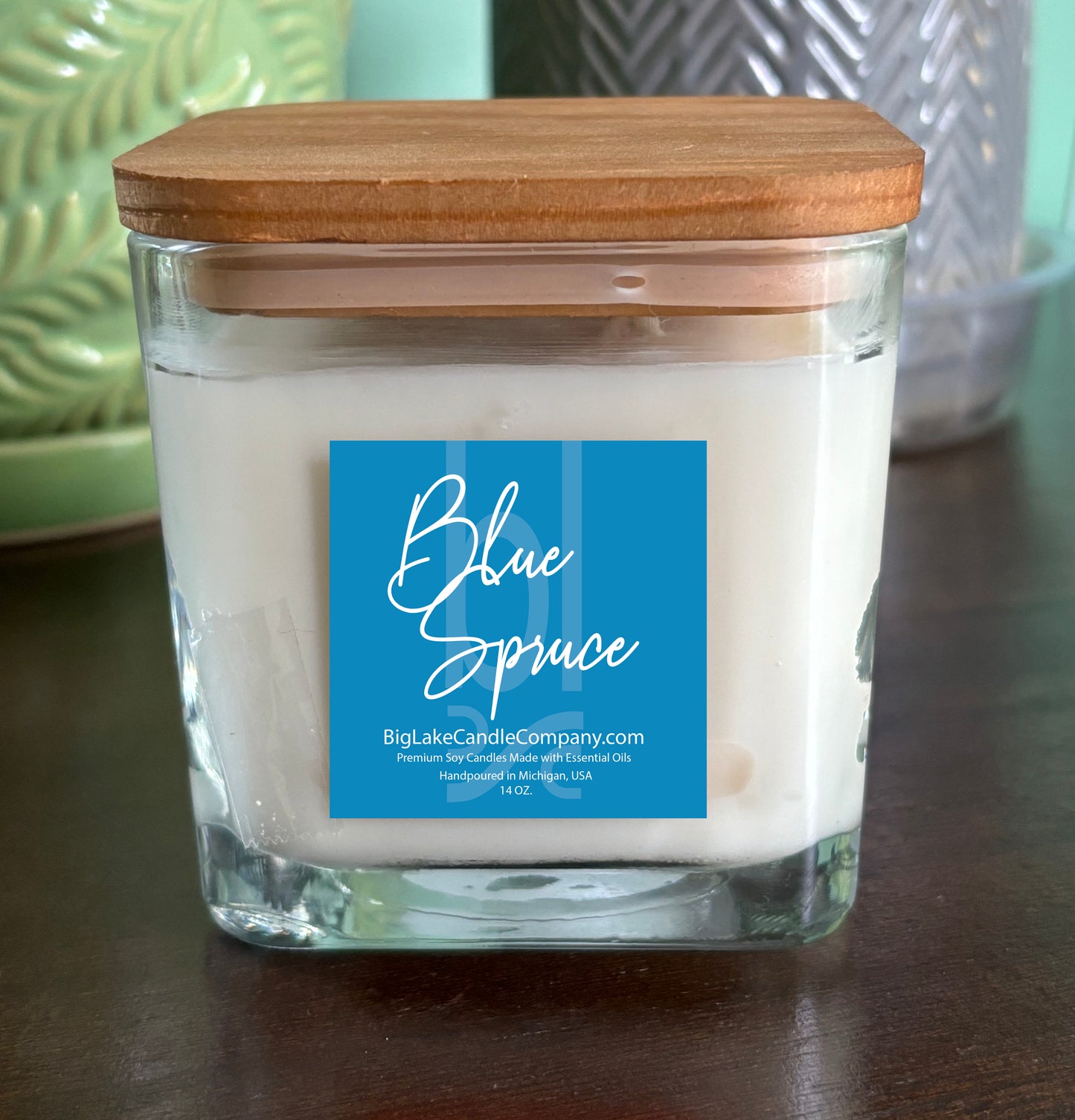 Blue Spruce Refillable Glass Candle (14 oz.)