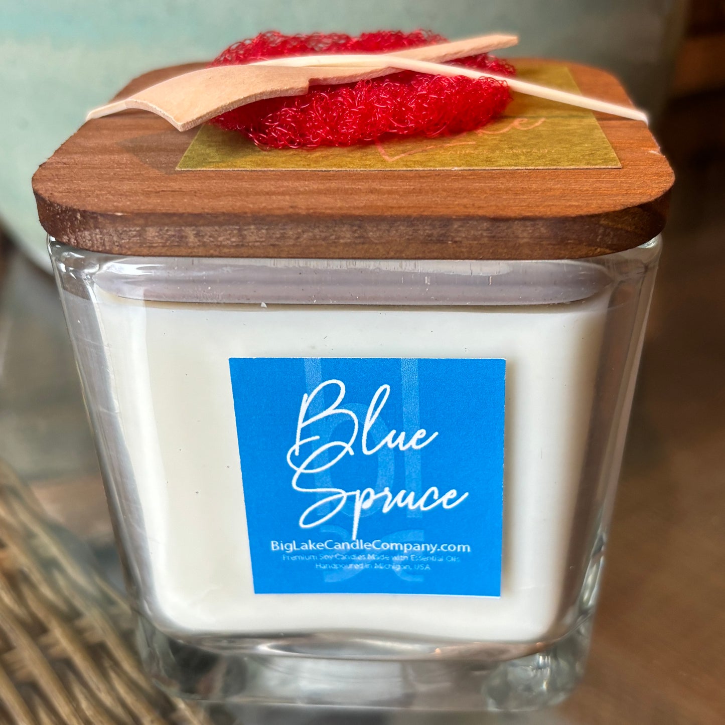 Blue Spruce Refillable Glass Candle (14 oz.)