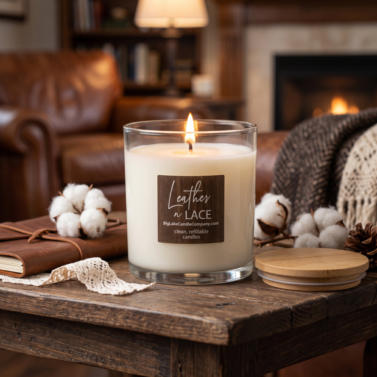 Leather and Lace — 13.5 oz Refillable Candle
