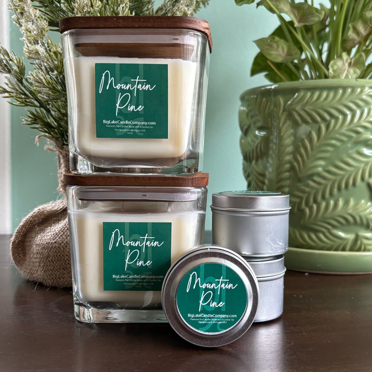 Mountain Pine Refillable Glass Candle (14 oz.)