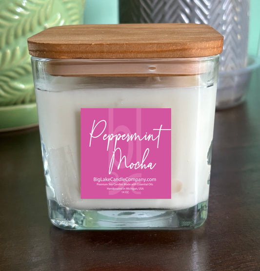 Peppermint Mocha Refillable Glass Candle (14 oz.)